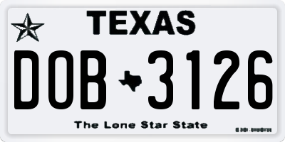 TX license plate DOB3126