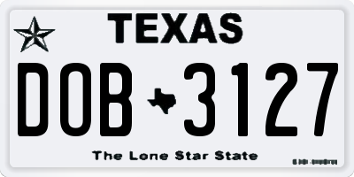 TX license plate DOB3127
