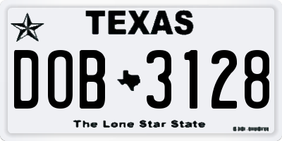 TX license plate DOB3128