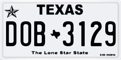 TX license plate DOB3129