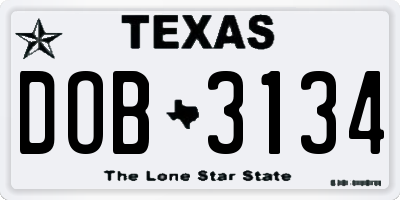 TX license plate DOB3134