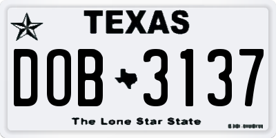 TX license plate DOB3137
