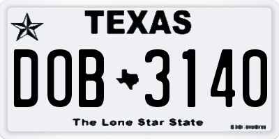 TX license plate DOB3140