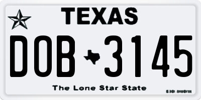 TX license plate DOB3145