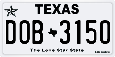TX license plate DOB3150