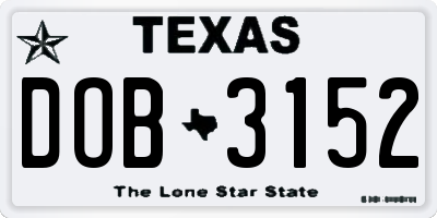 TX license plate DOB3152