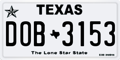 TX license plate DOB3153
