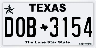 TX license plate DOB3154