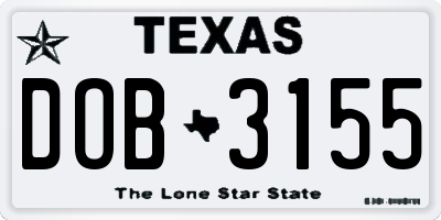 TX license plate DOB3155