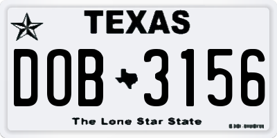 TX license plate DOB3156