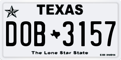 TX license plate DOB3157