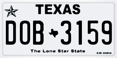 TX license plate DOB3159