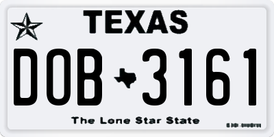 TX license plate DOB3161