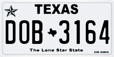 TX license plate DOB3164