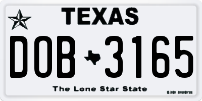 TX license plate DOB3165