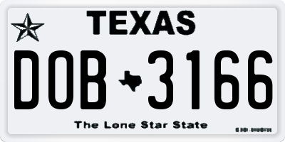 TX license plate DOB3166