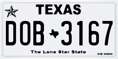 TX license plate DOB3167