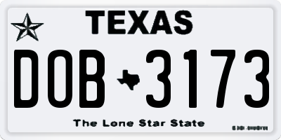 TX license plate DOB3173