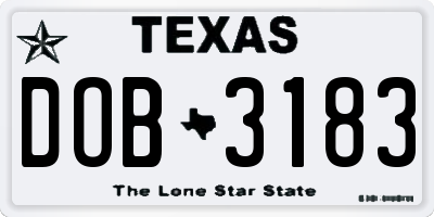 TX license plate DOB3183