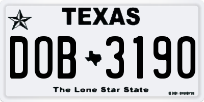 TX license plate DOB3190