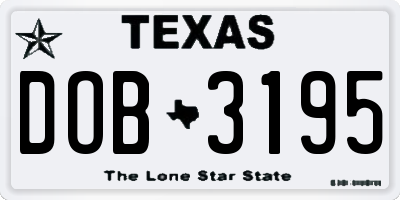TX license plate DOB3195