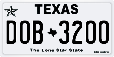 TX license plate DOB3200