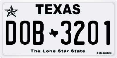 TX license plate DOB3201