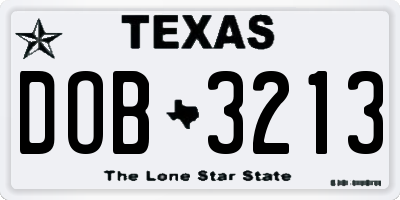 TX license plate DOB3213