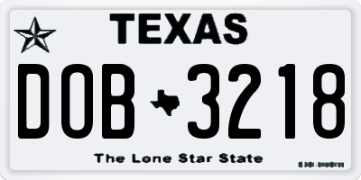 TX license plate DOB3218