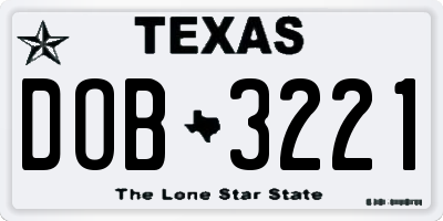 TX license plate DOB3221