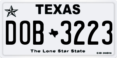 TX license plate DOB3223