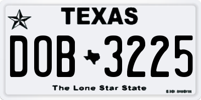 TX license plate DOB3225