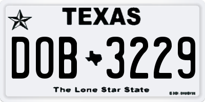 TX license plate DOB3229