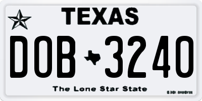 TX license plate DOB3240