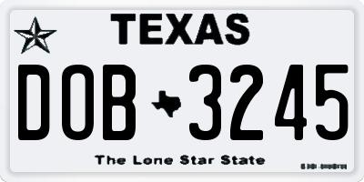 TX license plate DOB3245