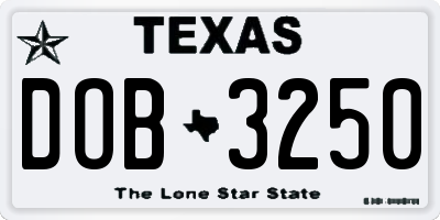 TX license plate DOB3250
