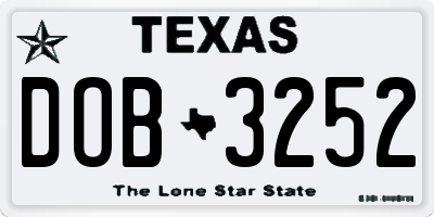 TX license plate DOB3252
