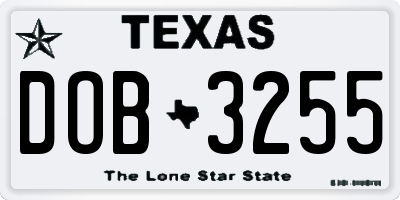 TX license plate DOB3255
