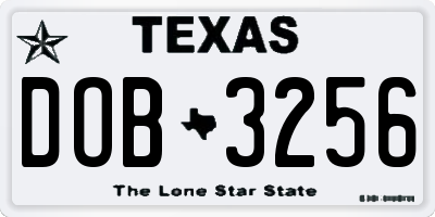 TX license plate DOB3256
