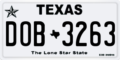 TX license plate DOB3263