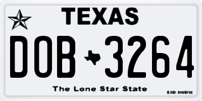 TX license plate DOB3264