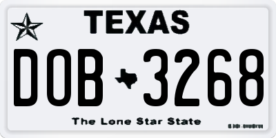 TX license plate DOB3268