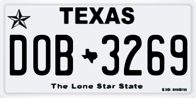 TX license plate DOB3269