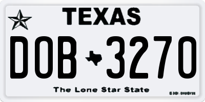 TX license plate DOB3270
