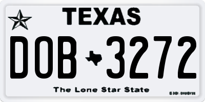 TX license plate DOB3272