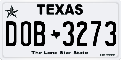TX license plate DOB3273
