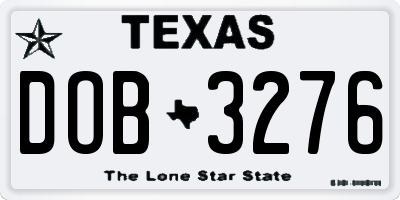 TX license plate DOB3276