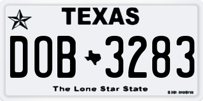 TX license plate DOB3283
