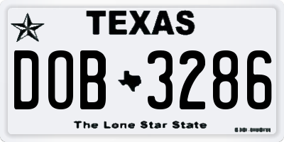 TX license plate DOB3286