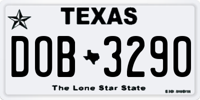 TX license plate DOB3290